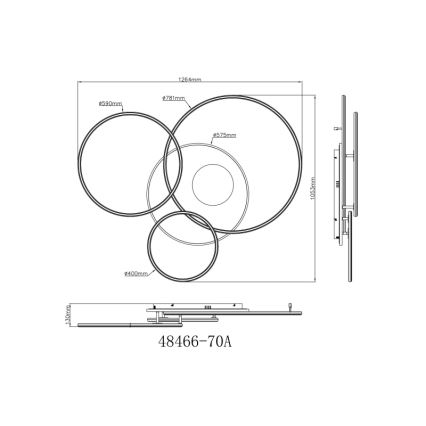 Globo - Plafonieră LED dimabilă, 70W, 230V, 2700-6500K, crom mat, cu telecomandă