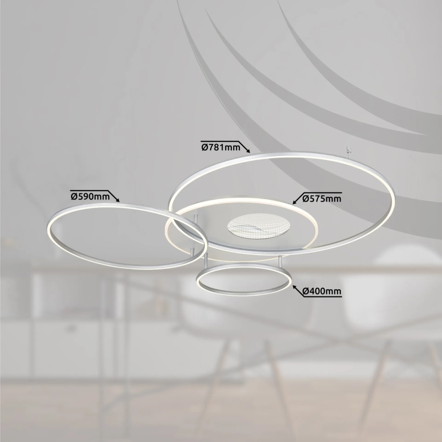 Globo - Plafonieră LED dimabilă LED/70W/230V 2700-6500K Wi-Fi Tuya crom mat + telecomandă
