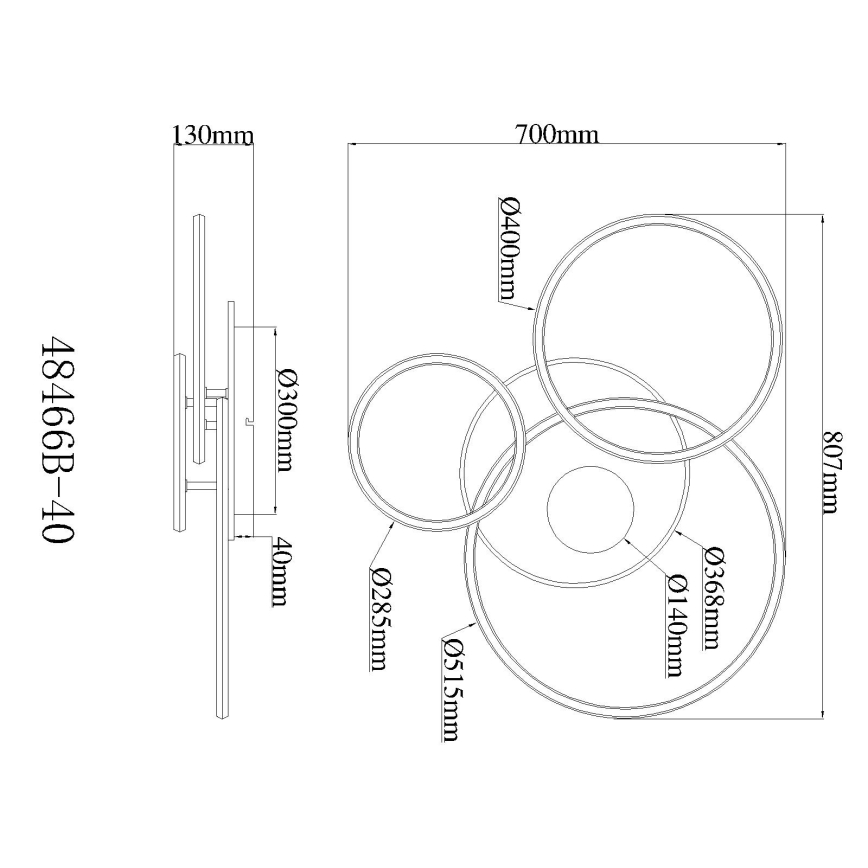 Globo - Plafonieră LED reglabilă LED/40W/230V 2700-6500K 70x80,7 cm + telecomandă