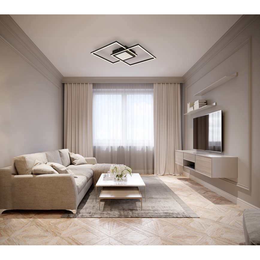 Globo - Plafonieră LED dimabilă LED/32W/230V 2700-6500K 42,6x42,6 cm neagră + telecomandă