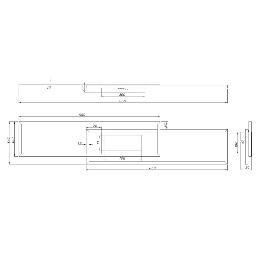 Globo - Plafonieră LED dimabilă LED/42W/230V 2700-6500K 19,6x96 cm neagră + telecomandă