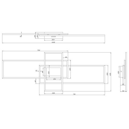 Globo - Plafonieră LED reglabilă LED/60W/230V 2700-6500K 42x110,8 cm neagră + telecomandă