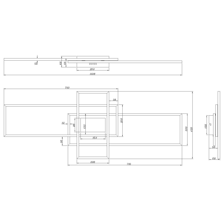 Globo - Plafonieră LED reglabilă LED/60W/230V 2700-6500K 42x110,8 cm neagră + telecomandă