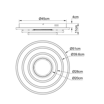 Globo - Plafonieră LED 40W/230V, 3000/4000/6000K, Ø 51 cm, bej