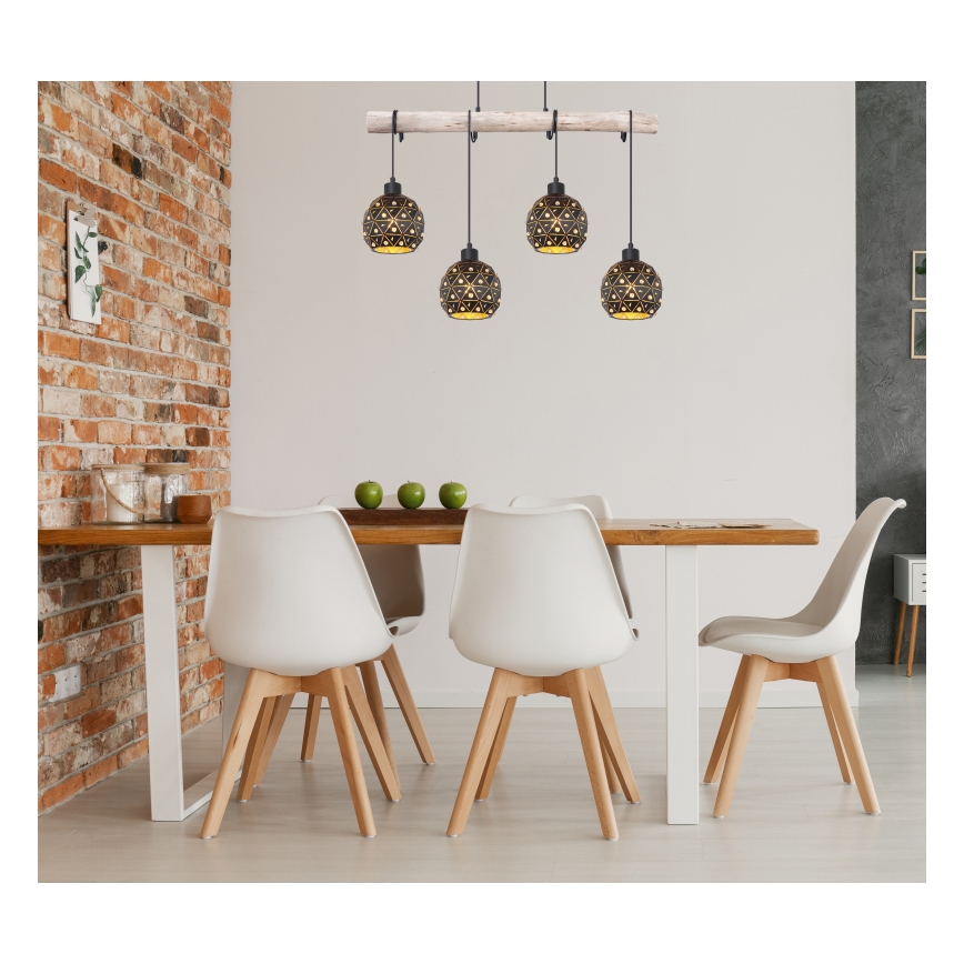 Globo 54029-4H - Candelabru suspendat pe cablu JODIE 4xE27/40W/230V bej/negru