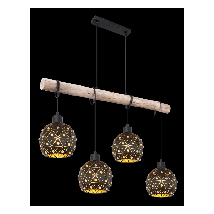 Globo 54029-4H - Candelabru suspendat pe cablu JODIE 4xE27/40W/230V bej/negru