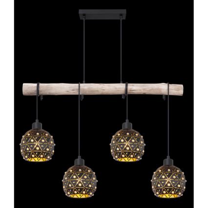 Globo 54029-4H - Candelabru suspendat pe cablu JODIE 4xE27/40W/230V bej/negru