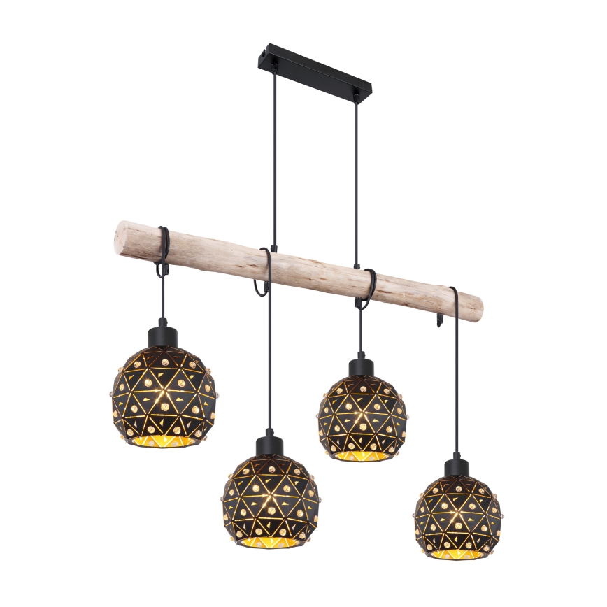 Globo 54029-4H - Candelabru suspendat pe cablu JODIE 4xE27/40W/230V bej/negru