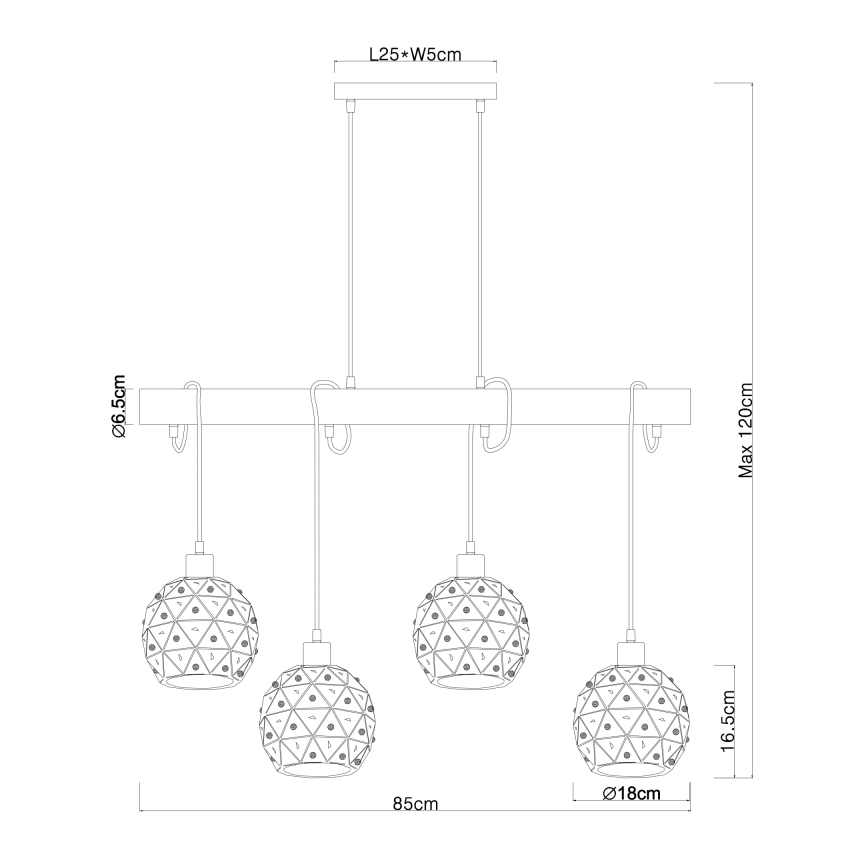 Globo 54029-4H - Candelabru suspendat pe cablu JODIE 4xE27/40W/230V bej/negru