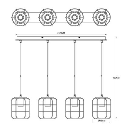 Globo - Lustră suspendată pe cablu 4xE27/40W/230V