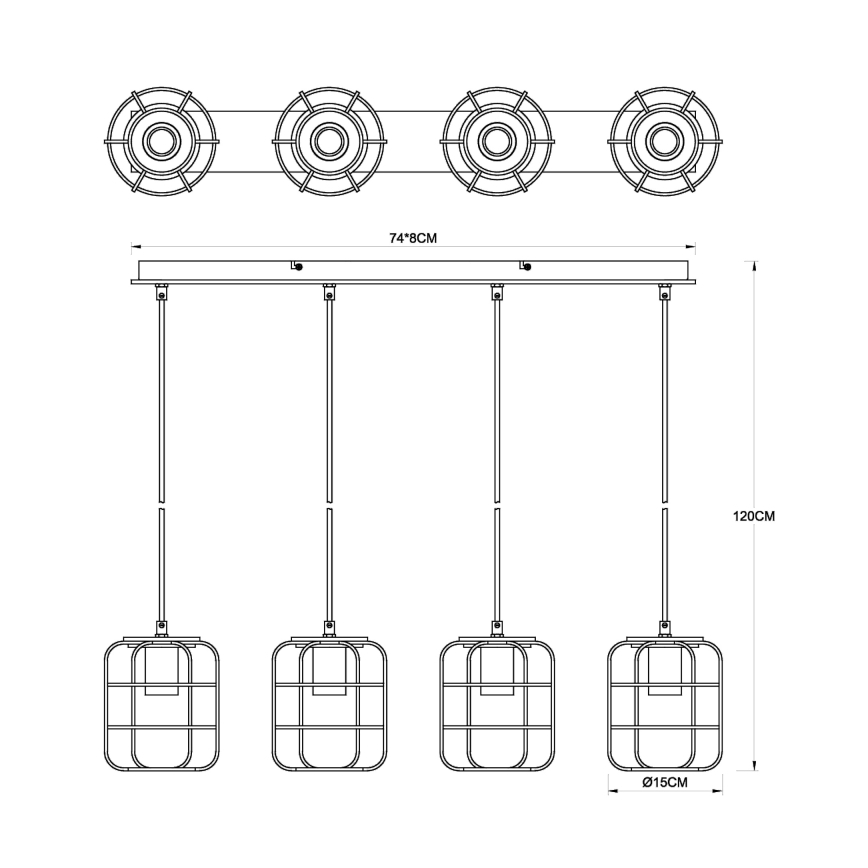 Globo - Lustră suspendată pe cablu 4xE27/40W/230V
