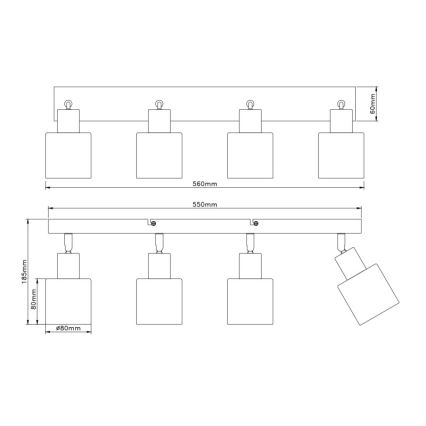 Globo - Plafonieră cu 4 spoturi, 4xE14/25W/230V