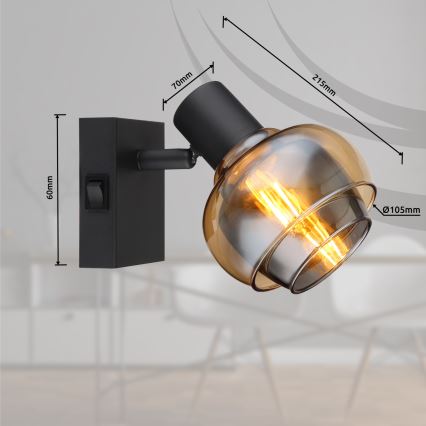 Globo - Aplică spot de perete 1xE14/40W/230V, negru