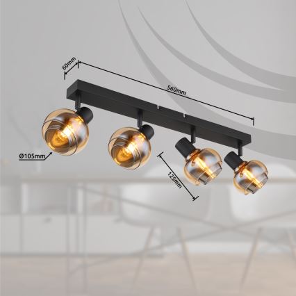 Globo - Lampă spot 4xE14/40W/230V neagră