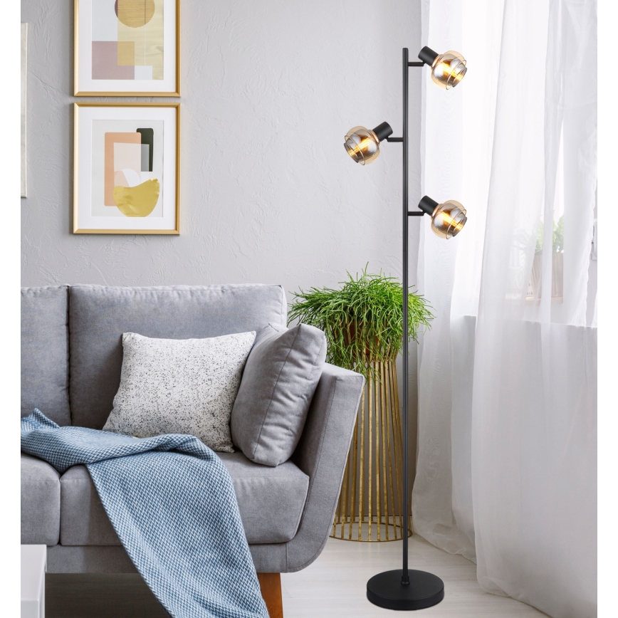 Globo - Lampă de podea 3xE14/40W/230V neagră