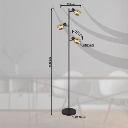 Globo - Lampă de podea 3xE14/40W/230V neagră