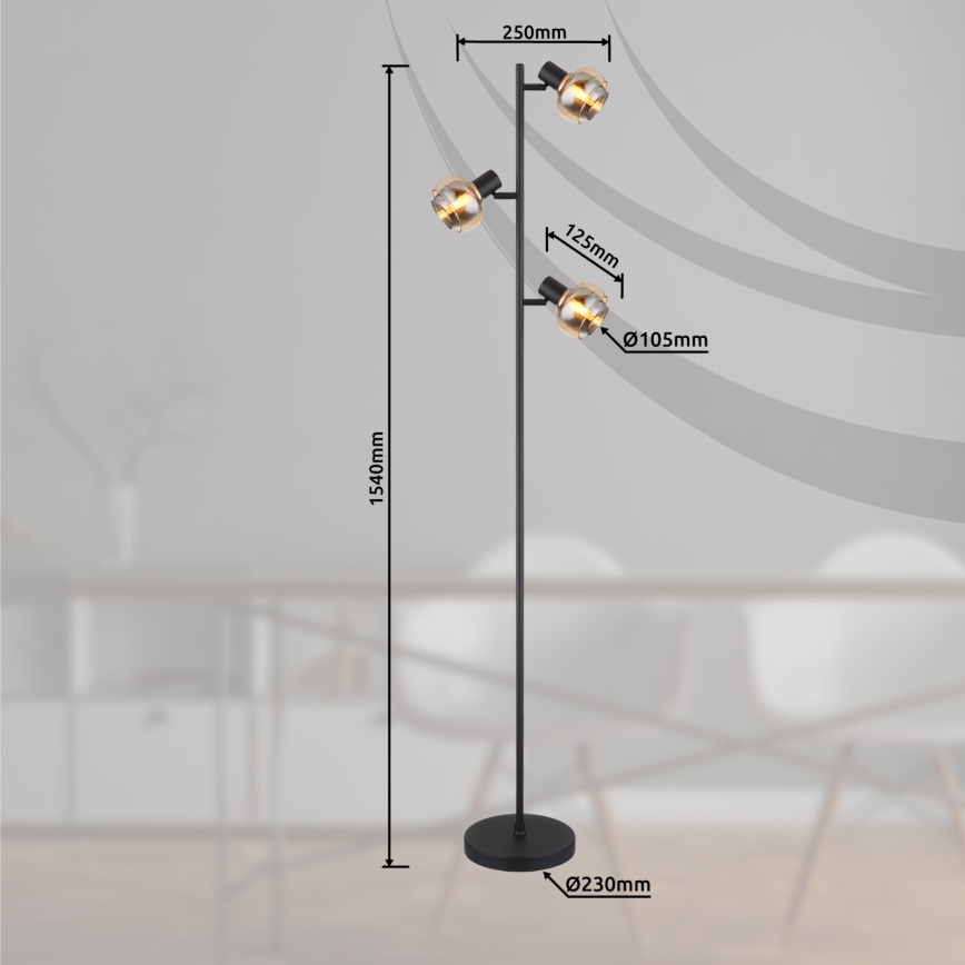 Globo - Lampă de podea 3xE14/40W/230V neagră