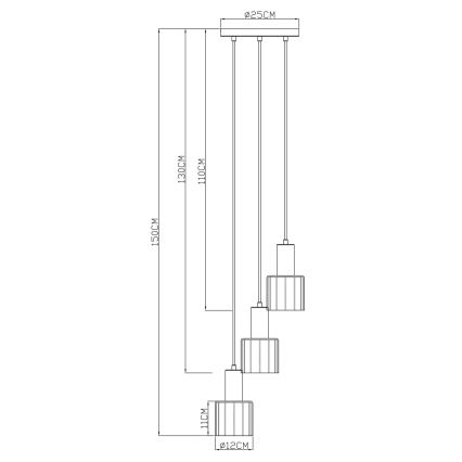 Globo - Candelabru suspendat pe cablu 3xE27/40W/230V