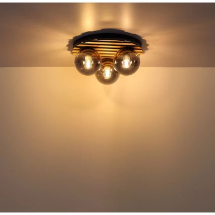 Globo - Plafonieră 3xE27/40W/230V diam. 39 cm maro/fumuriu
