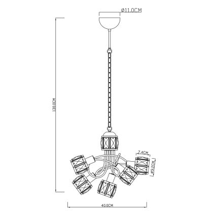 Globo - Candelabru LED suspendat pe lanț 5xE14/40W/230V + LED/5W