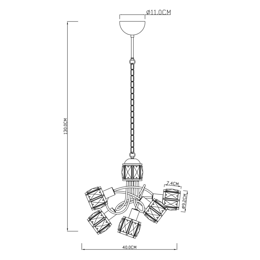 Globo - Candelabru LED suspendat pe lanț 5xE14/40W/230V + LED/5W
