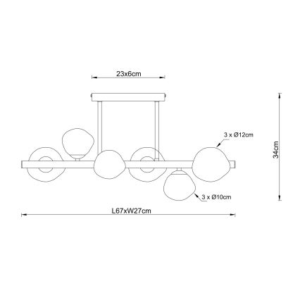 Globo - Plafonieră 6xG9/5W/230V 27x67 cm