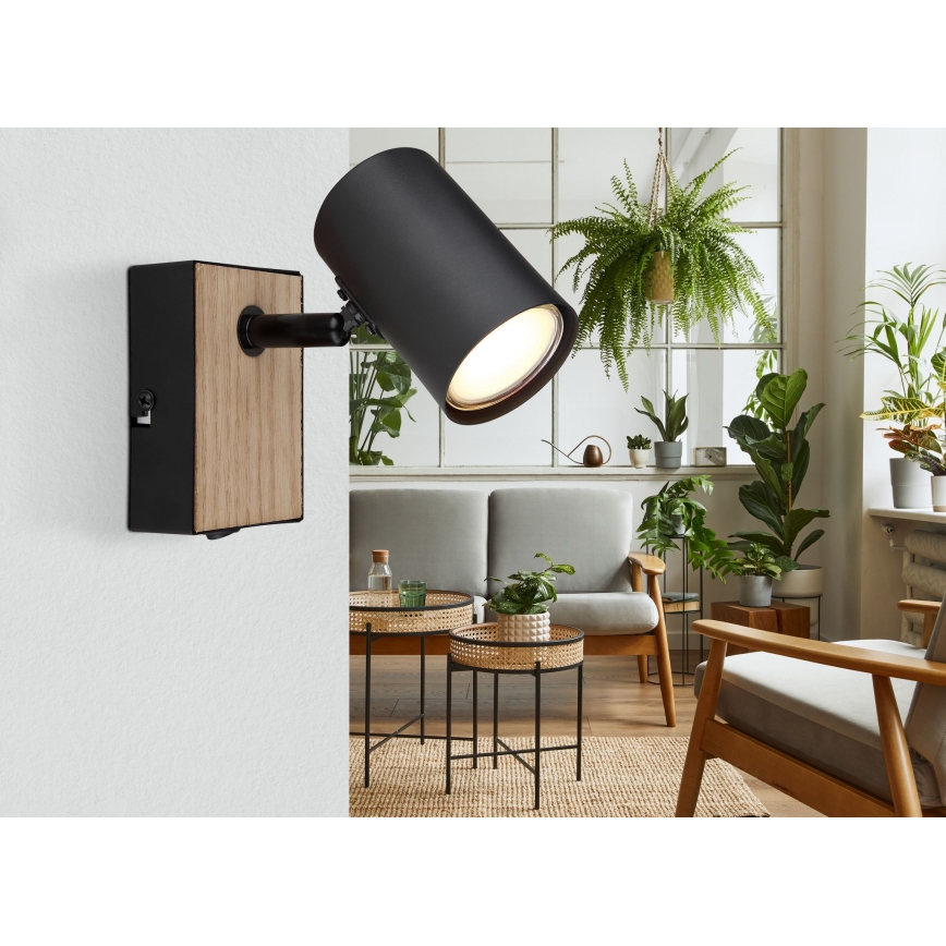 Globo - Aplică spot de perete 1xGU10/25W/230V, negru/maro