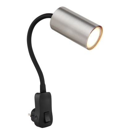 Globo - Lampă spot de perete cu priză 1xGU10/35W/230V crom mat