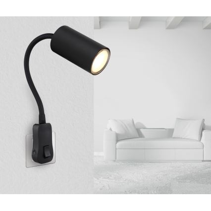 Globo - Aplica spot de perete cu priză 1xGU10/35W/230V negru