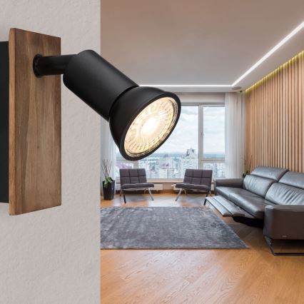 Globo - Aplica de perete cu spot 1xGU10/35W/230V lemn/negru