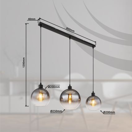 Globo - Lustră pe cablu 3xE27/60W/230V