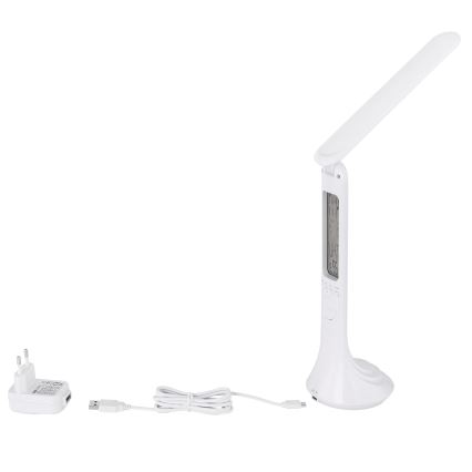 Globo - Lampă de birou LED reîncărcabilă, reglabilă, cu afișaj, LED/4W/230V 2200 mAh, alb