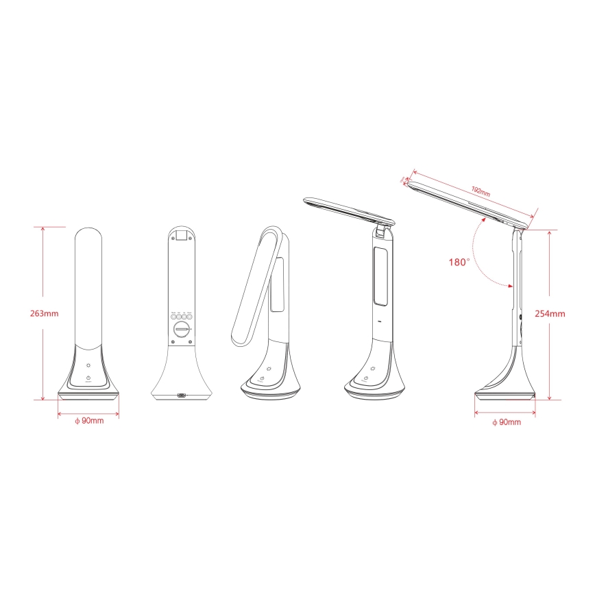 Globo - Lampă de birou LED reîncărcabilă, reglabilă, cu afișaj, LED/4W/230V 2200 mAh, alb