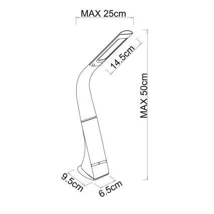 Globo - Lampă de birou LED tactilă, dimmabilă și reîncărcabilă, 5W/5V, 2200 mAh