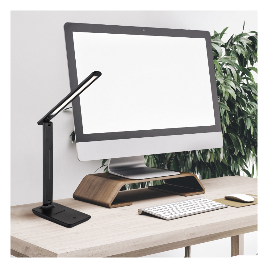 Globo - Lampă de birou LED, tactilă, dimabilă și reîncărcabilă, 4W/5V, 2700/4000/6500K, 1800 mAh, neagră