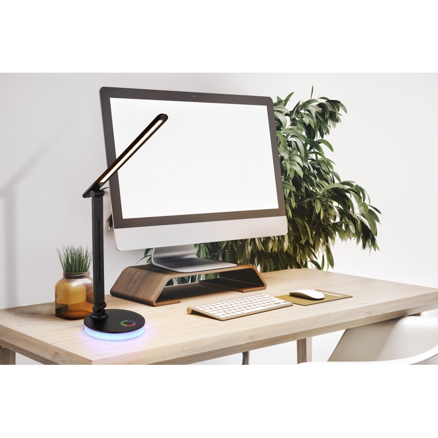 Globo - Lampă de birou LED RGBW cu touch, reglabilă, LED/5W/230V + LED/2W 2700K/4000K/6500K, neagră