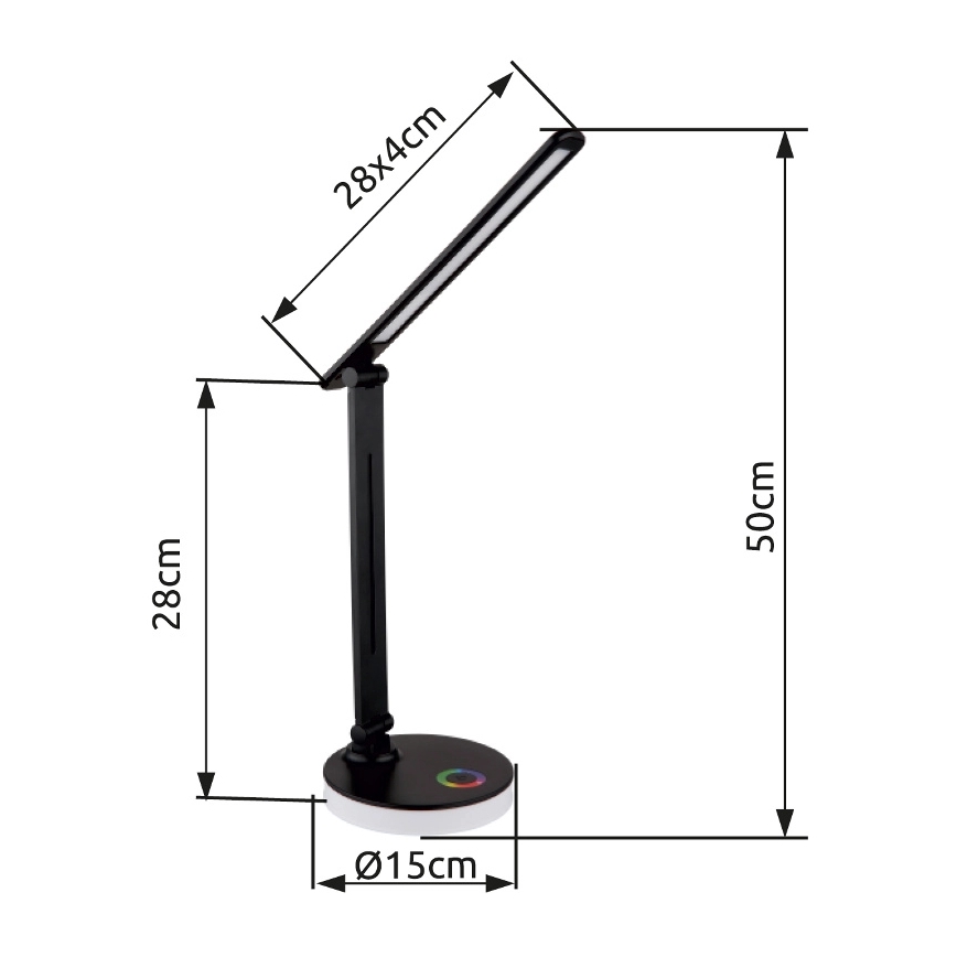 Globo - Lampă de birou LED RGBW cu touch, reglabilă, LED/5W/230V + LED/2W 2700K/4000K/6500K, neagră