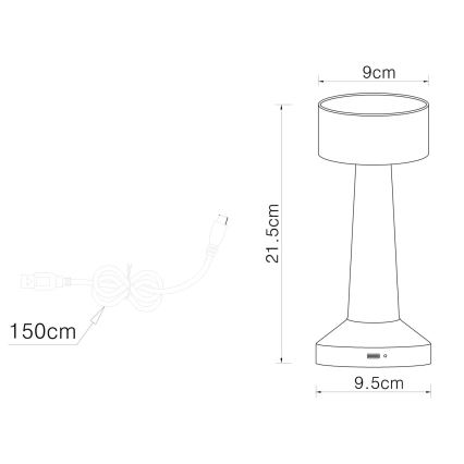 Globo - Lampă de birou LED tactilă reglabilă, LED/1W/3,7V 2700K/4000K/6500K 800 mAh USB, neagră