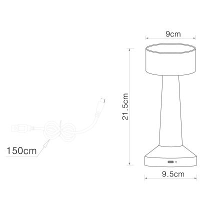 Globo - Lampă de birou LED tactilă reglabilă, LED/1W/3,7V 2700K/4000K/6500K 800 mAh USB, albă