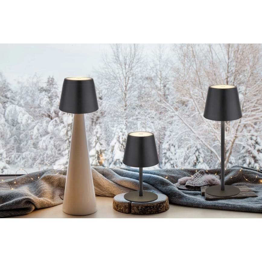 Globo - Lampă de masă pentru exterior, reîncărcabilă, tactilă și reglabilă 3 în 1, LED/3W/5V, 3000/4000/5000K, IP54, 1800 mAh, neagră