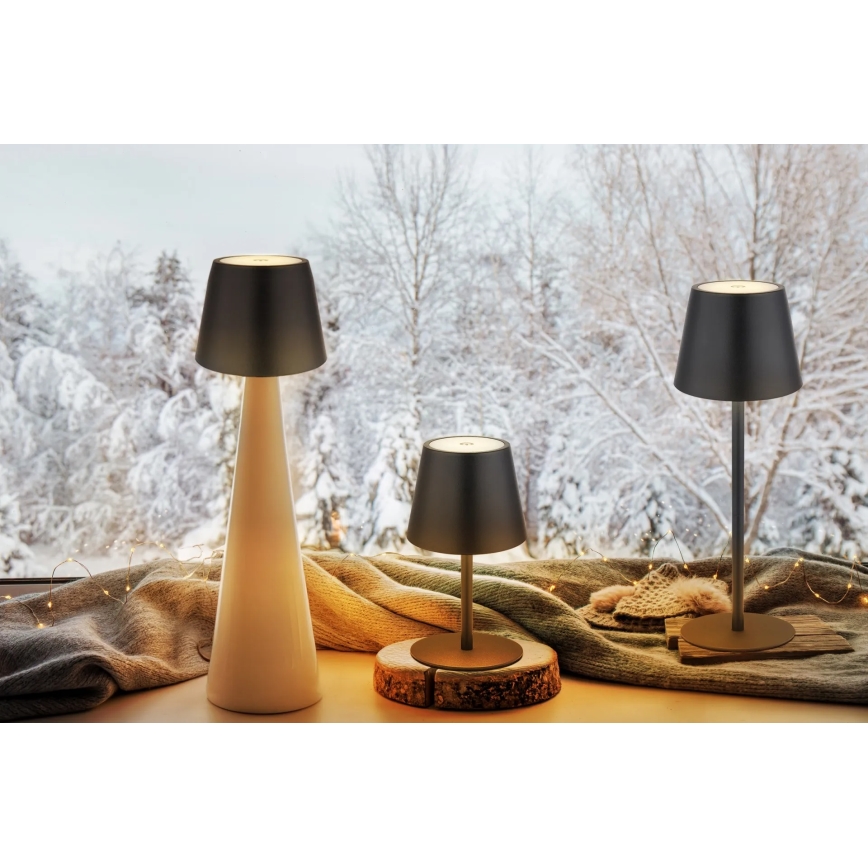 Globo - Lampă de masă pentru exterior, reîncărcabilă, tactilă și reglabilă 3 în 1, LED/3W/5V, 3000/4000/5000K, IP54, 1800 mAh, neagră