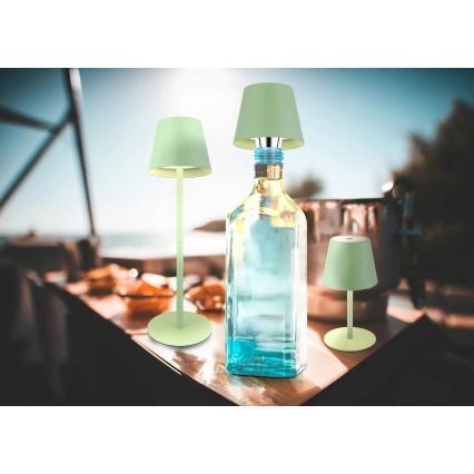 Globo - Lampă de masă LED reîncărcabilă, reglabilă prin atingere, pentru exterior, 3-în-1 LED/3W/5V 3000/4000/5000K IP54 1800 mAh verde