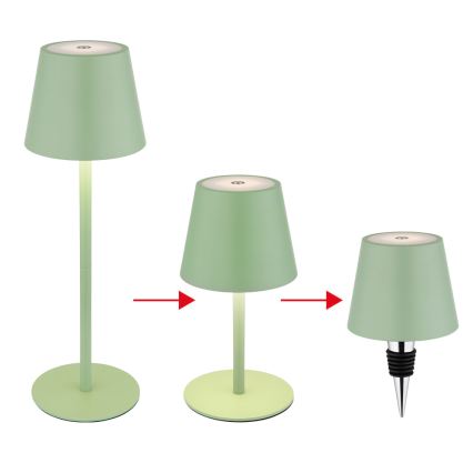 Globo - Lampă de masă LED reîncărcabilă, reglabilă prin atingere, pentru exterior, 3-în-1 LED/3W/5V 3000/4000/5000K IP54 1800 mAh verde