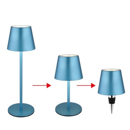 Globo - Lampă de masă pentru exterior cu LED, reîncărcabilă, cu control tactil și reglabilă, 3 în 1, LED/3W/5V, 3000/4000/5000K, IP54, 1800 mAh, albastră