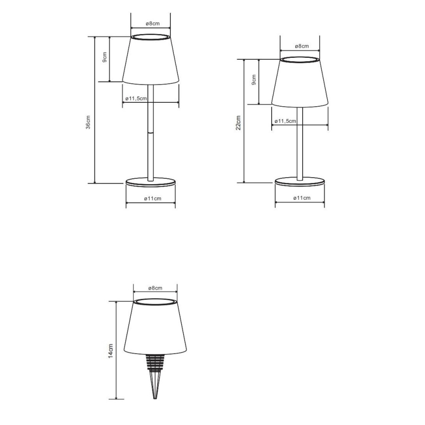 Globo - Lampă de masă pentru exterior cu LED, reîncărcabilă, cu control tactil și reglabilă, 3 în 1, LED/3W/5V, 3000/4000/5000K, IP54, 1800 mAh, albastră