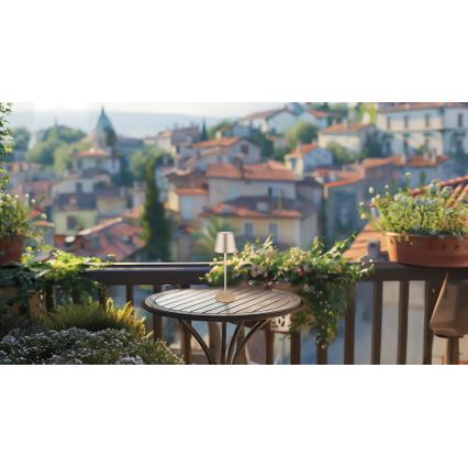 Globo - Lampă de masă pentru exterior, reglabilă prin atingere, reîncărcabilă, 3-în-1 LED/3W/5V 3000/4000/5000K IP54 1800 mAh alamă