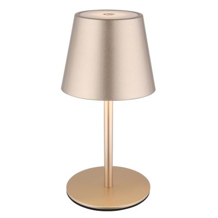 Globo - Lampă de masă pentru exterior, reglabilă prin atingere, reîncărcabilă, 3-în-1 LED/3W/5V 3000/4000/5000K IP54 1800 mAh alamă