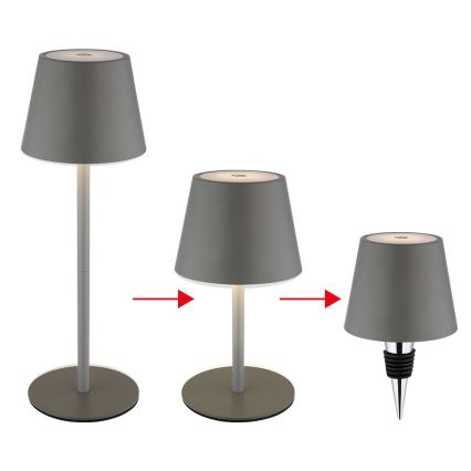 Globo - Lampă de masă LED reîncărcabilă, tactilă și reglabilă pentru exterior 3în1 LED/3W/5V 3000/4000/5000K IP54 1800 mAh gri