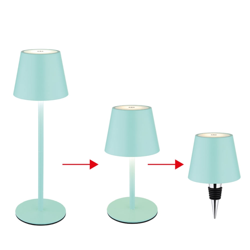 Globo - Lampă de masă de exterior LED dimabilă, tactilă, reîncărcabilă, 3-în-1 LED/3W/5V 3000/4000/5000K IP54 1800 mAh verde mentă
