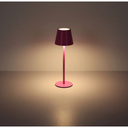 Globo - Lampă de masă LED pentru exterior, reîncărcabilă, tactilă și reglabilă, 3 în 1, LED/3W/5V, 3000/4000/5000K, IP54, 1800 mAh, roz